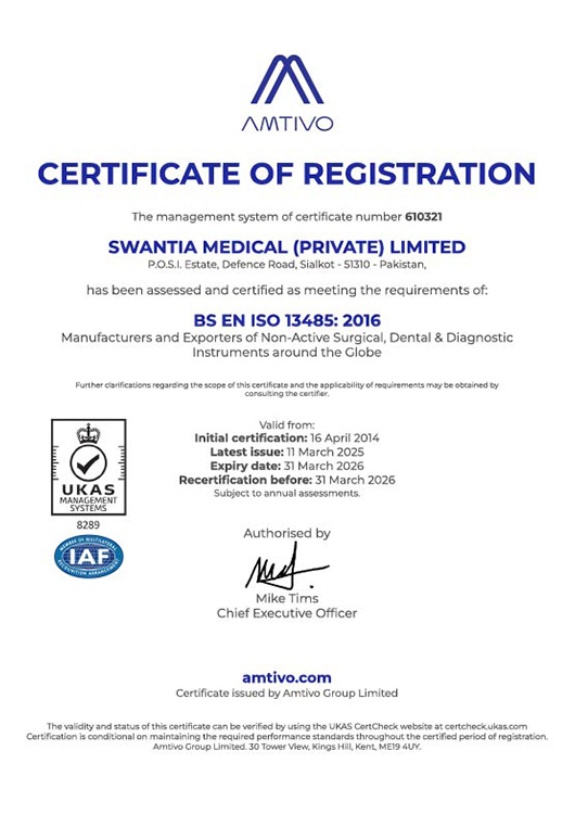 ISO 13485:2016 Quality System Certificate ISO 13485:2016 Quality System Certificate